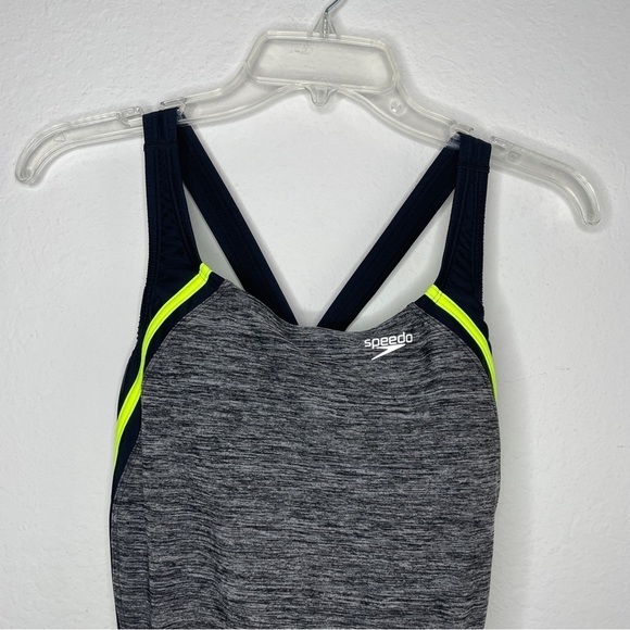 Speedo One Piece Swimsuit Creora Highclo Quantum Splice Heather Radiance - Picture 2 of 10